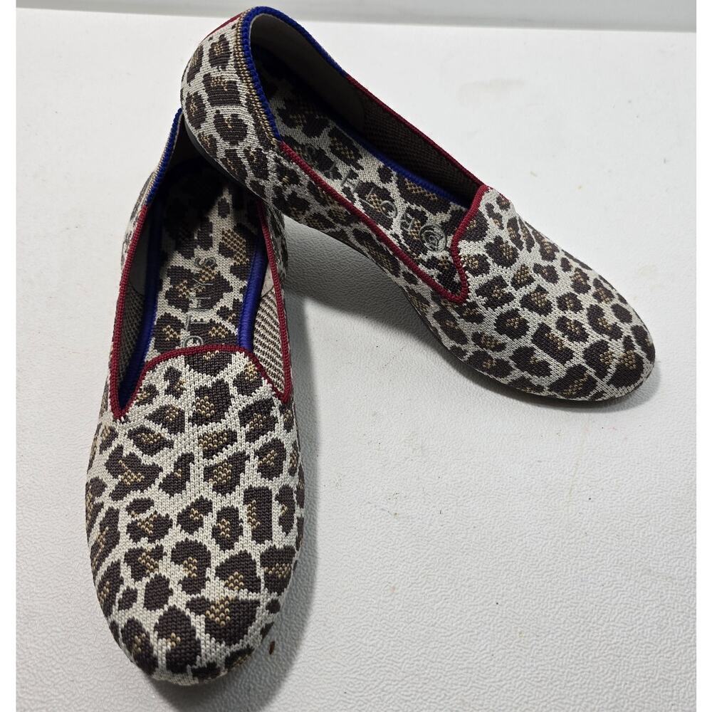 Rothy's The Loafer Mocha Spot Leopard Animal Print Flats Women's Sz 6.5 Slip On